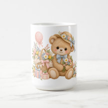 Celebración de osito de peluche vintage con flores