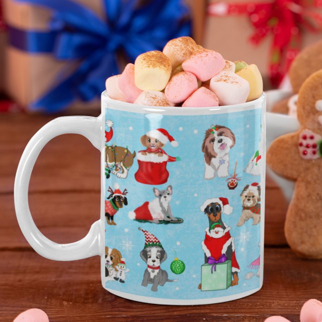 Taza De Café Celebración de Perros de Navidad  (Unleash the Holiday Spirit with Our Paw-fect Christmas Pups! Grab Your Merry Mugs Now!)