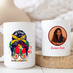 Taza De Café Celebración del 19 de junio con nombre y foto pers
