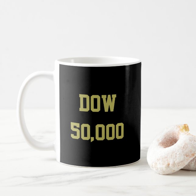 Taza De Café Celebración del mercado de valores de Dow 50.000 (Con donut)