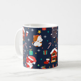 Taza De Café Celebración del Personalizado festivo Santa Cat