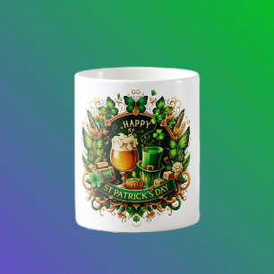Taza De Café Celebración ornamentada de San Patricio en oro y v