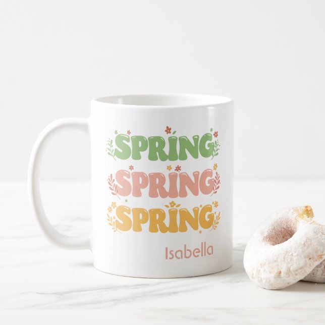 Taza De Café Celebración personalizada de la Primavera de Seman (Con donut)