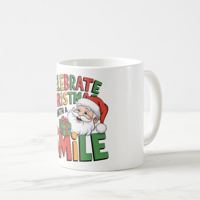 Taza De Café Celebrar a los Navidades con la sonrisa de Santa M (Anverso derecho)