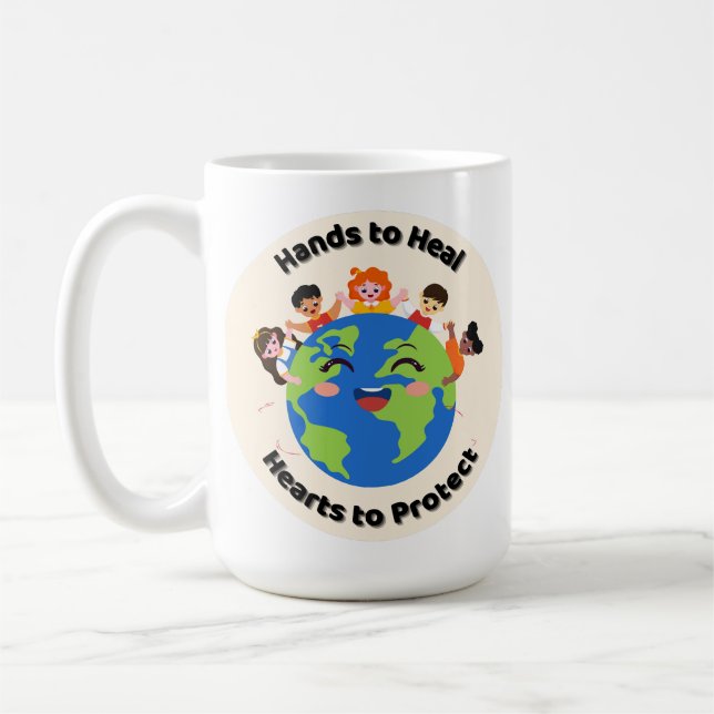 Taza De Café Celebrar el Día de la Tierra Mug con niños y Globe (Izquierda)