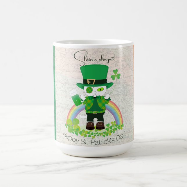 Taza De Café Celebrar el Día de San Patricio con un gato afortu (Centro)