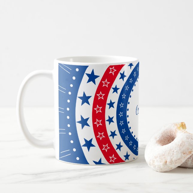 Taza De Café Celebrar las estrellas rojas, blancas y azules (Con donut)