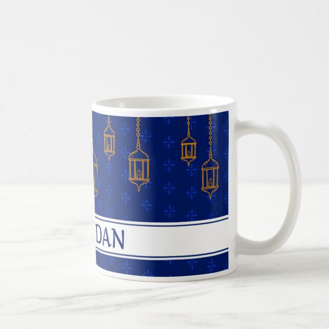 Taza De Café Celebrar Ramadan Kareem Blanco Azul (Derecha)