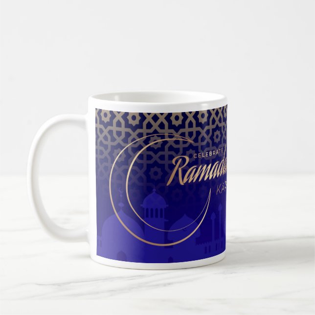 Taza De Café Celebrar Ramadan Kareem Crescent Oro Azul (Izquierda)
