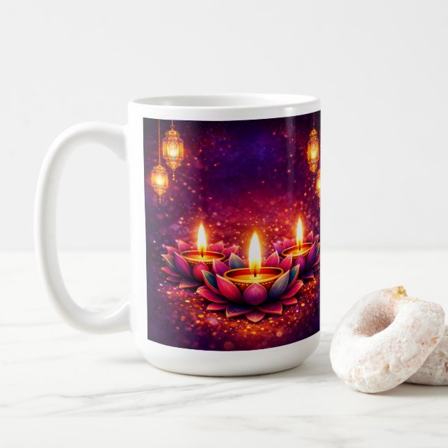 Taza De Café Celebrate Diwali Festival, Coffee Mug (Con donut)