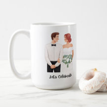 Celebremos Pareja de Novios Romántico Acuarela