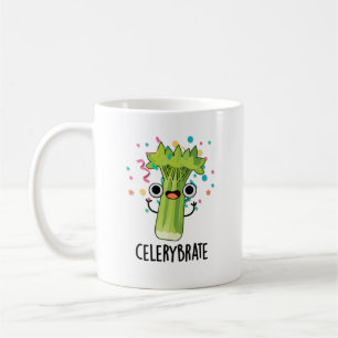 Taza De Café Celery-brate Funny Veggie Celery Pun