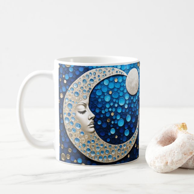 Taza De Café Celeste: Mujer en la luna (Con donut)