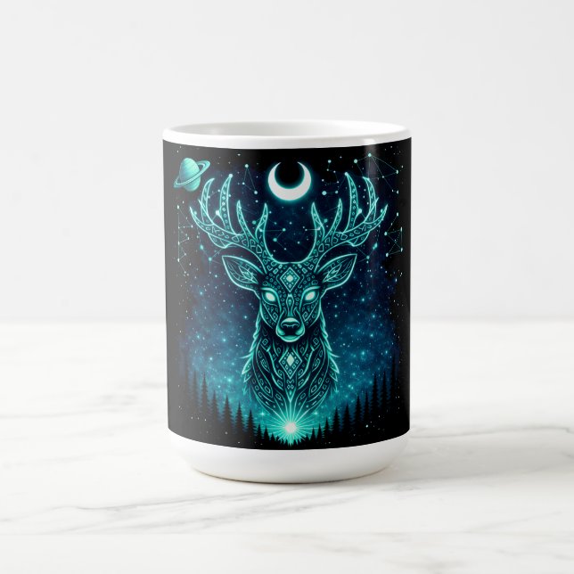 Taza De Café Celestial Deer – Starlit Grace Wildlife Galaxy (Centro)