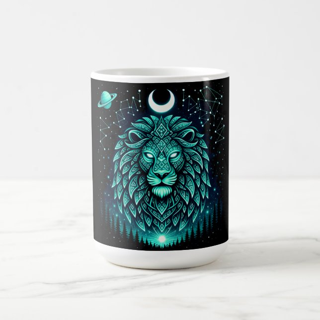 Taza De Café Celestial Lion – Cosmic King Wildlife Galaxy (Centro)