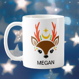 Taza De Café Celestial Moon & Star Reindeer Face Holiday