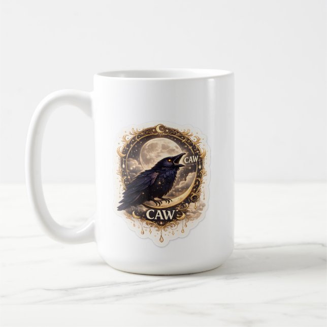 Taza De Café Celestial Raven Moon Gothic Night Nature Vibes (Izquierda)