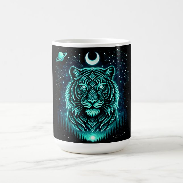 Taza De Café Celestial Tiger – Cosmic Striker Wildlife Galaxy (Centro)