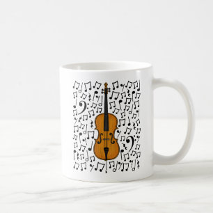 Taza De Café Cello Con Notas Musicales, Docente De Música Celli