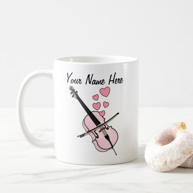 Taza De Café Cello Custom Wedding Mug Cellist Musician Gift (Con donut)