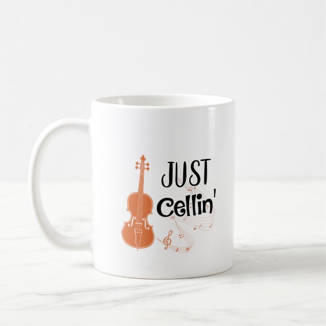Taza De Café Cello Just Cellin Músico Cellist (Izquierda)