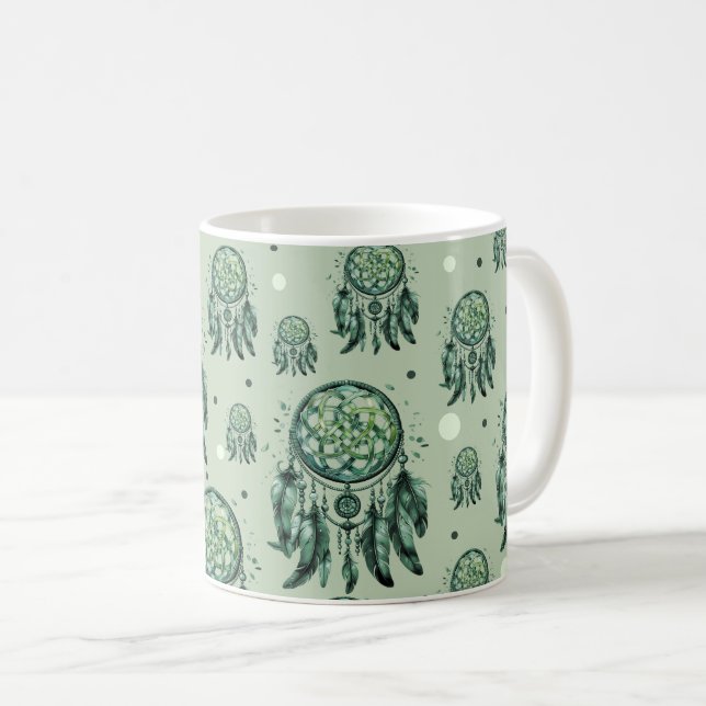 Taza De Café Celta nudo atrapasueños verde (Anverso derecho)