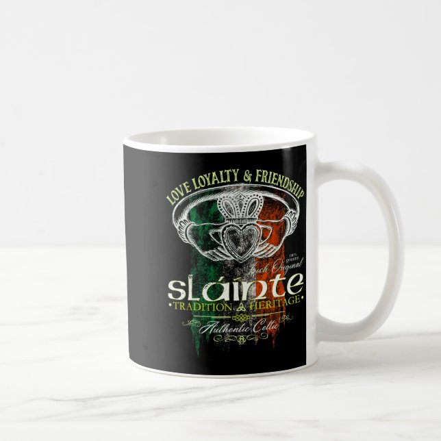 Taza De Café Celtic Claddagh Slainte Nge Irish Flag St. Patrick (Derecha)