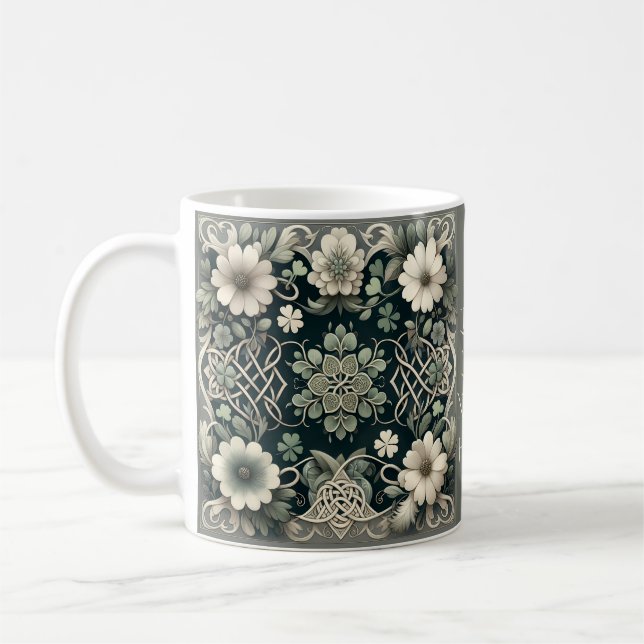 Taza De Café Celtic Clover Floral Charm (Izquierda)