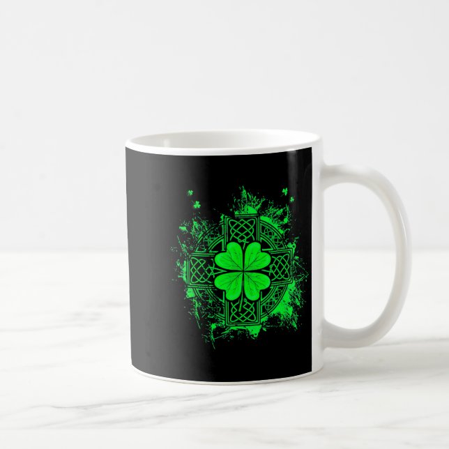 Taza De Café Celtic Knot Irish Shamrock Three Leaf Clover St Pa (Derecha)