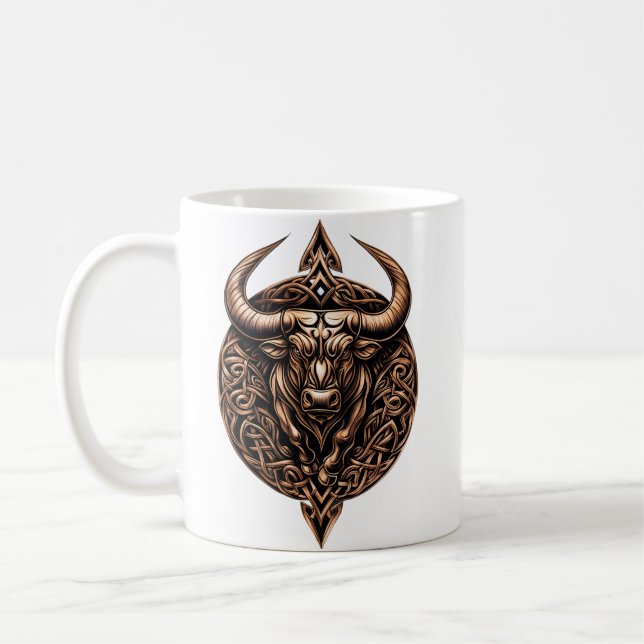 Taza De Café Celtic Tribal Taurus Zodiac Mug (Izquierda)