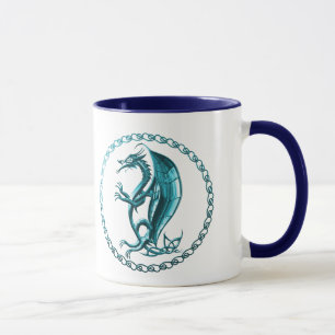 Taza de café céltica azul del dragón
