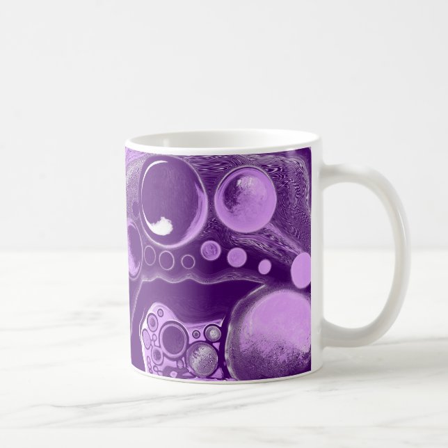 Taza De Café Células de arte de fluido de mármol púrpura (Derecha)
