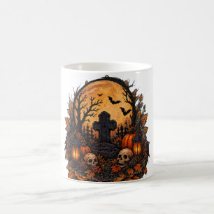 Taza De Café Cementerio embrujado iluminado por la luna, gótico