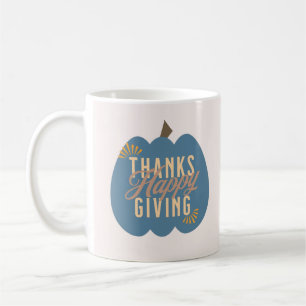 Taza De Café Cena de Acción de Gracias Calabaza Azul