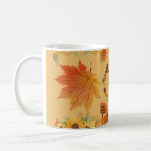 Taza De Café Cena del Día de Acción de Gracias Floral de otoño