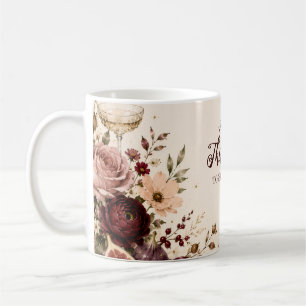 Taza De Café Cena elegante de Acción de Gracias floral con amig