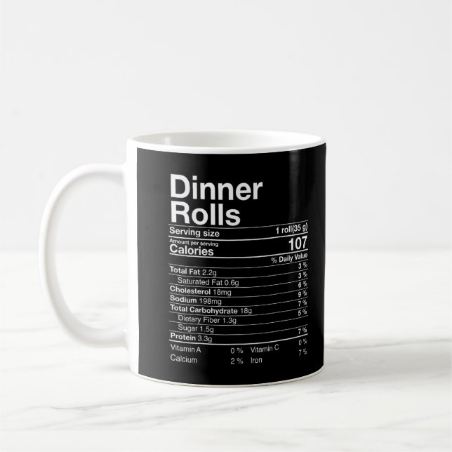 Taza De Café Cena Rolls Nutrición Hechos Acción de Gracias Turq (Izquierda)
