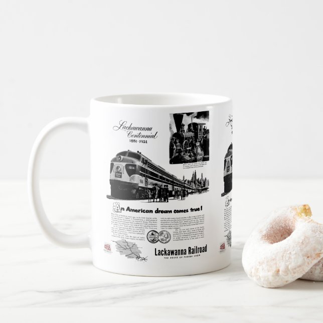Taza De Café Centenario del Ferrocarril de Lackawanna 1951  (Con donut)