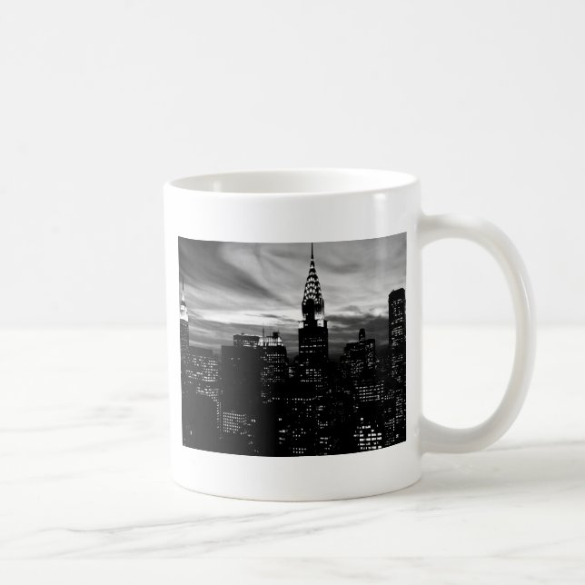 Taza De Café Centro de Nueva York en blanco y negro (Derecha)
