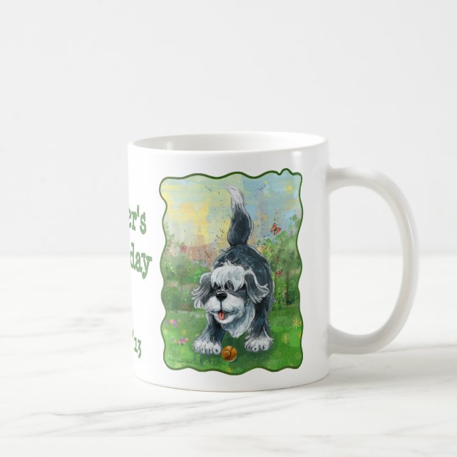 Taza De Café Centro lanudo del fiesta del perro de ovejas (Derecha)