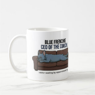 Taza De Café CEO Bulldog Francés Azul del Sofá Perro Divertido