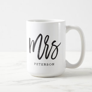 Taza De Café Cepillado caligrafía Sra. Boda Bride Mug