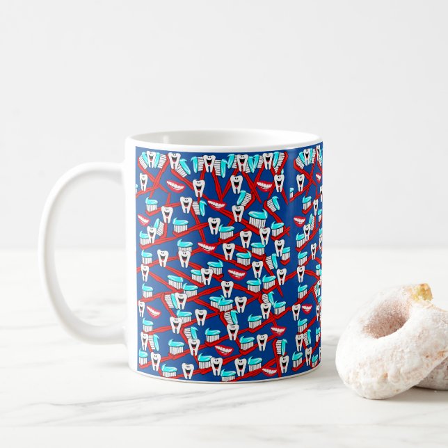 Taza De Café cepillo dental de dentista, sonrisa de dentífrico, (Con donut)