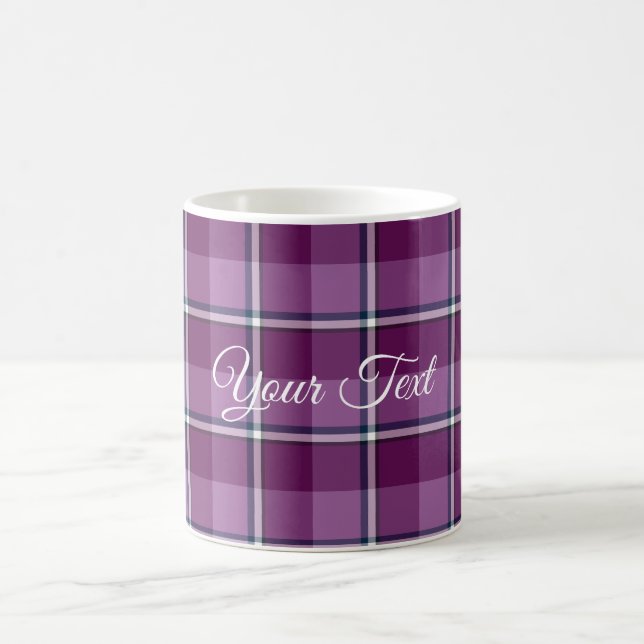 Taza De Café Ceramic Mug Purple and Trendy Pink Plaid (Centro)