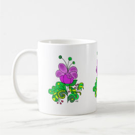 Taza De Café Ceramic Mug Whimsical Purple Flower