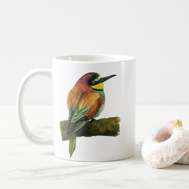 Taza De Café Ceramic mug with Bee-eater design (Con donut)