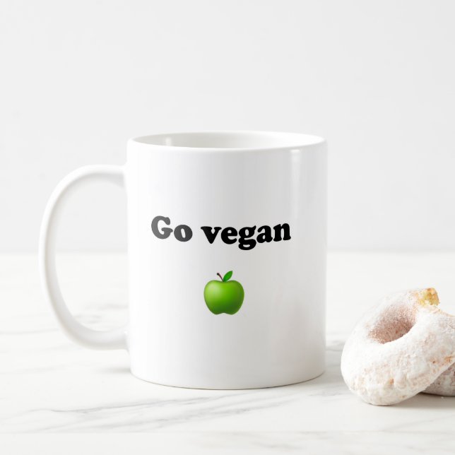 Taza De Café Ceramic mug with Go Vegan design (Con donut)