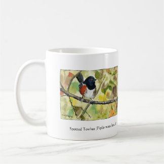 Taza De Café Ceramic mug with Spotted Towhee bird design
