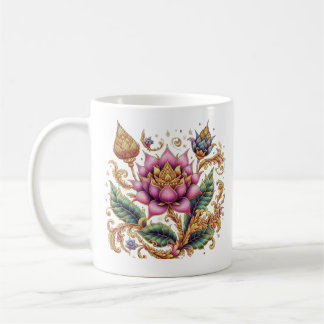 Taza De Café Cerámica clásica de flor de flores de estilo taila