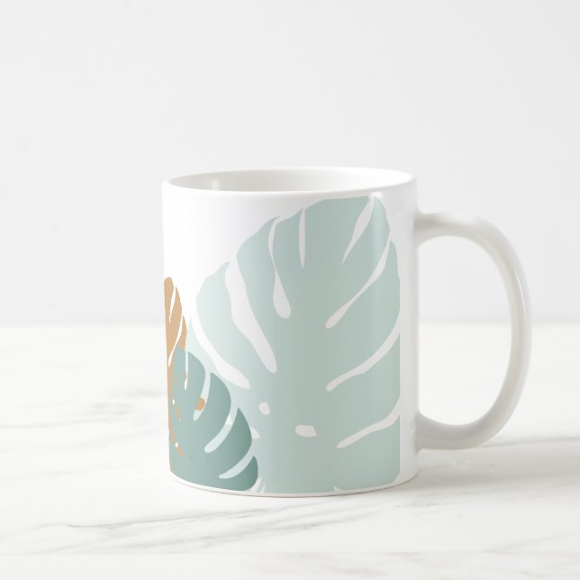 Taza De Café Cerámica de hoja tropical 11 oz Mug (Derecha)
